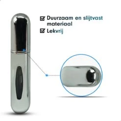 MaxedMore Navulbare Parfumverstuiver 5ml Zilver - 65 Keer Spraybare Parfum Verstuiver - Hervulbaar Tasverstuiver Voor Parfum - Meeneem Mini Geur Flesje Voor Op Reis - Lipstick Formaat Navulbaar Parfumflesje -Parfum Winkel 1200x1200 565