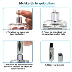 MaxedMore Navulbare Parfumverstuiver 5ml Zilver - 65 Keer Spraybare Parfum Verstuiver - Hervulbaar Tasverstuiver Voor Parfum - Meeneem Mini Geur Flesje Voor Op Reis - Lipstick Formaat Navulbaar Parfumflesje -Parfum Winkel 1200x1200 567