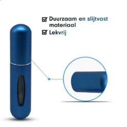 MaxedMore Navulbare Parfumverstuiver 5ml Blauw - 65 Keer Spraybare Parfum Verstuiver - Hervulbaar Tasverstuiver Voor Parfum - Meeneem Mini Geur Flesje Voor Op Reis - Lipstick Formaat Navulbaar Parfumflesje -Parfum Winkel 1200x1200 629