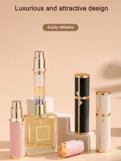 Hervulbare Parfumverstuiver-5ml-Mini Parfumverstuiver-Kleine Spuitfles Voor Parfum-Lege Parfumflesje Voor Op Reis Glasspray Draagbaar Parfumpakket Met Lederen Hoes - Mandarijn Groen -Parfum Winkel 906x1200 1